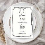 Whimsical Hand Drawn Bow Girly Coquette Chic Menu<br><div class="desc">This elegant,  handwritten-style menu template features a classic hand-drawn design with a whimsical bow illustration at the top. It's presented in a fun pink and white colour scheme,  perfect for setting the tone for a unique and feminine celebration.</div>