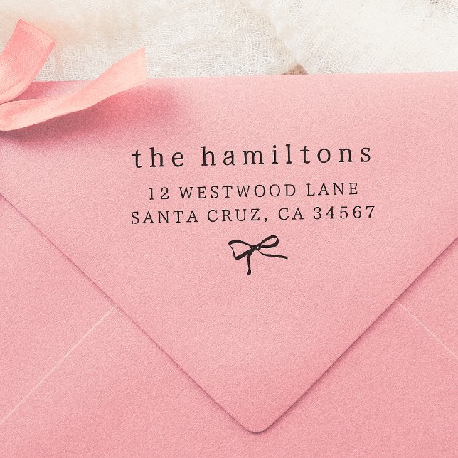 Whimsical Hand Drawn Bow Minimalist Family Address Self-inking Stamp (Creator Uploaded)