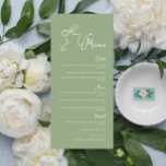 Whimsical Hand drawn Bow Sage Green Wedding Menu<br><div class="desc">Elevate your guest dining experience with this unique retro sage green wedding menu features our original hand drawn bow illustration,  a perfect addition to your modern vintage wedding or special events. All details in the invitation are editable including illustration colour.</div>