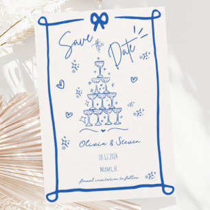 Whimsical Hand Drawn Bow Scribble Save the Date Invitation