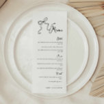 Whimsical Hand drawn Bow Wedding Menu<br><div class="desc">Elevate your guest dining experience with this unique retro wedding menu features our original hand drawn bow illustration,  a perfect addition to your modern vintage wedding or special events. All details in the invitation are editable including illustration colour.</div>