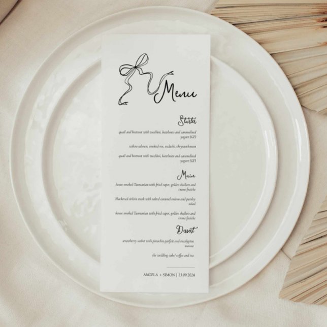 Whimsical Hand drawn Bow Wedding Menu (Creator Uploaded)