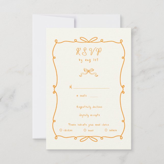 Whimsical Hand Drawn Bows RSVP Response Card (Front)