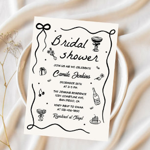 Whimsical Hand Drawn Bridal Shower Invitation
