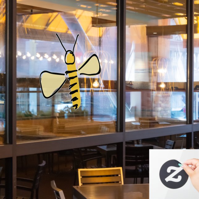 Whimsical Hand Drawn Bumble Bee Doodle (Restaurant Window)