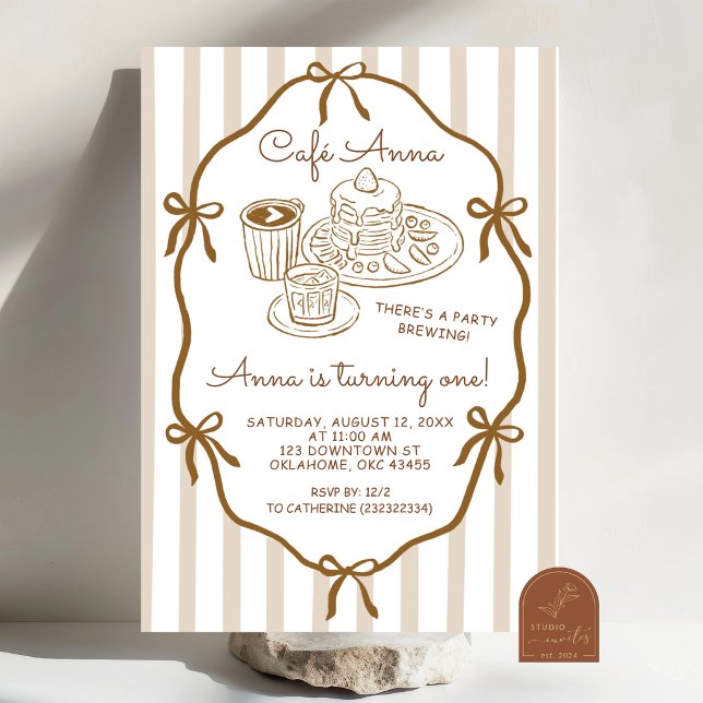 Whimsical Hand Drawn Café First Birthday Invitation (Creator Uploaded)