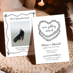 Whimsical Hand-Drawn Cake Photo Wedding Invitation