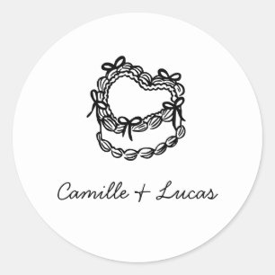 Whimsical Hand-Drawn Cake Wedding round sticker