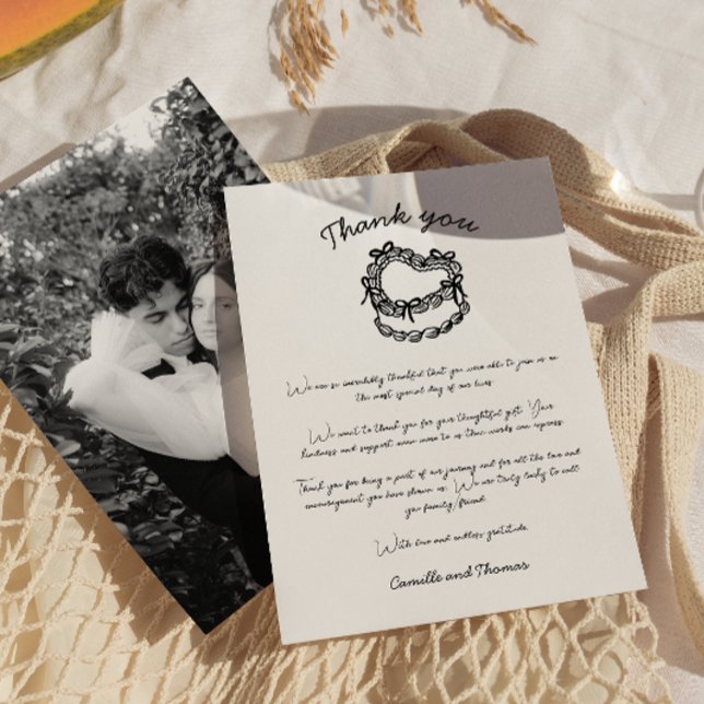 Whimsical Hand-Drawn Cake Wedding Thank You Card (Creator Uploaded)