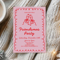 Whimsical Hand Drawn Champagne Friendsmas Party