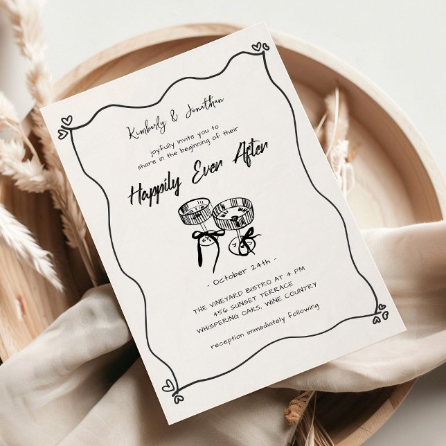 Whimsical Hand Drawn Champagne Glasses Wedding Invitation (Creator Uploaded)