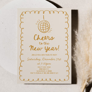 Whimsical Hand Drawn Champagne New Years Eve Party Invitation