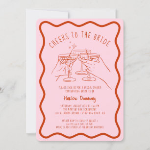Whimsical Hand Drawn Cheers to the Bride  Invitation