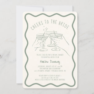 Whimsical Hand Drawn Cheers to the Bride Invitation