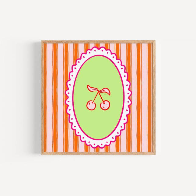 Whimsical Hand-Drawn Cherries Art Poster (Creator Uploaded)