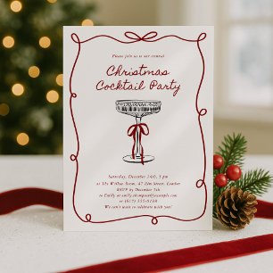 Whimsical Hand Drawn Christmas Cocktail Party Invitation