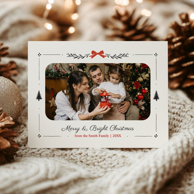 Whimsical Hand Drawn Christmas Family Photo Postcard (Creator Uploaded)