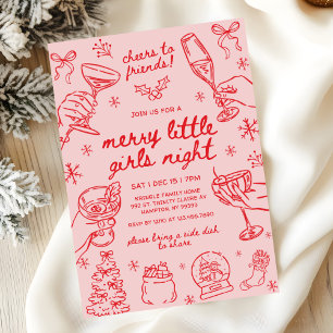 Whimsical Hand Drawn Christmas Girls Night Invitation