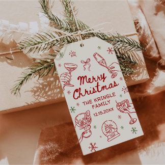 Whimsical Hand Drawn Christmas Party  Gift Tags