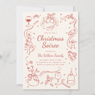 Whimsical Hand Drawn Christmas Party Invitation