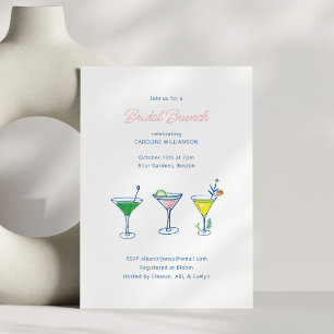 Whimsical Hand Drawn Cocktail Bridal Brunch Shower Invitation