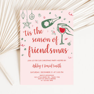 Whimsical Hand Drawn Cocktail Christmas Party Invitation
