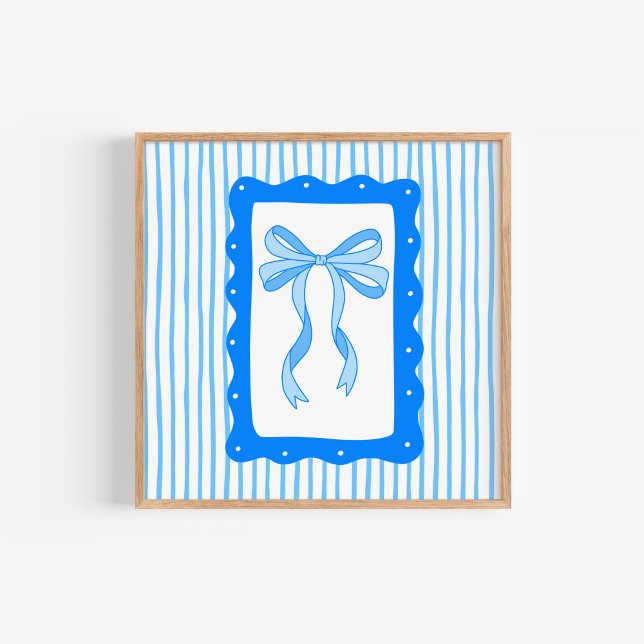 Whimsical Hand-Drawn Coquette Blue Bow Art Poster (Creator Uploaded)