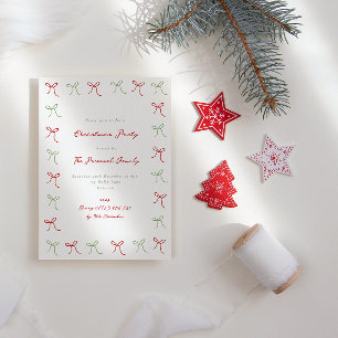 Whimsical Hand Drawn Coquette Bows Christmas Party Invitation