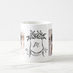 Whimsical Hand-Drawn Crest   Monogram and Photos Coffee Mug