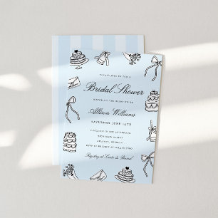 Whimsical Hand Drawn Cute Unique Bridal Shower Invitation