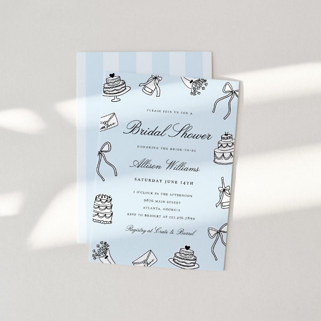 Whimsical Hand Drawn Cute Unique Bridal Shower Invitation (Creator Uploaded)
