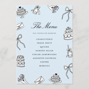 Whimsical Hand Drawn Cute Unique Bridal Shower Menu