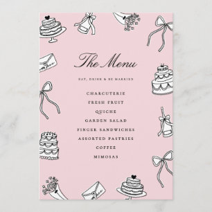 Whimsical Hand Drawn Cute Unique Bridal Shower Menu