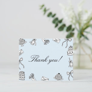 Whimsical Hand Drawn Cute Unique Bridal Shower Thank You Card