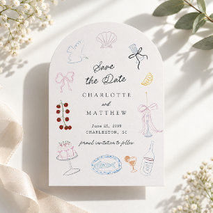 Whimsical Hand Drawn Destination Save the Date