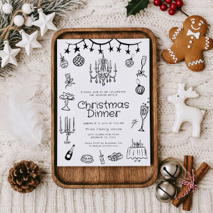 Whimsical Hand Drawn Dinner Party Invitation