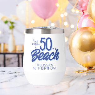 Whimsical Hand Drawn Doodle 50th Beach Birthday