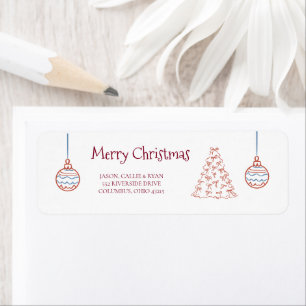Whimsical Hand-drawn Doodle Christmas Return Address Label