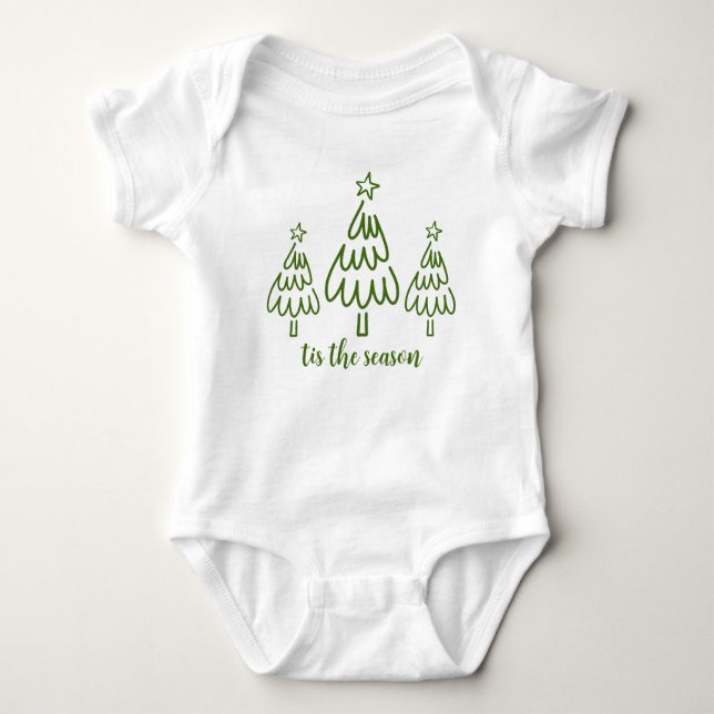 Whimsical Hand Drawn Doodle Green Baby Bodysuit (Front)