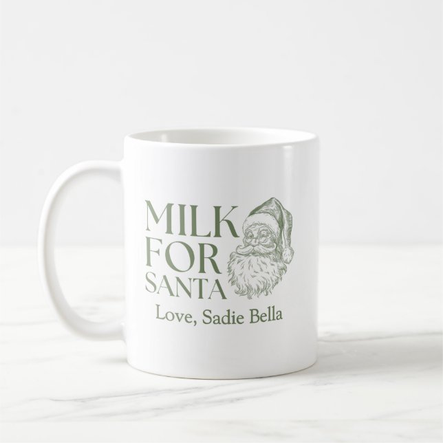 Whimsical Hand Drawn Doodle Milk For Santa Coffee Mug (Left)