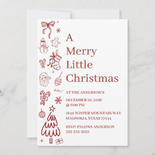 Whimsical Hand Drawn Doodle Red