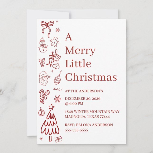 Whimsical Hand Drawn Doodle Red (Front)