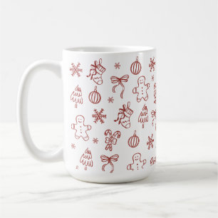 Whimsical Hand Drawn Doodle Red Coffee Mug