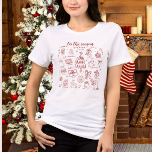 Whimsical Hand Drawn Doodle Red Tri-Blend Shirt