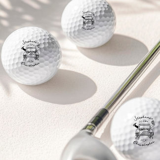 Whimsical Hand Drawn Doodles Couple Just Married Golf Balls