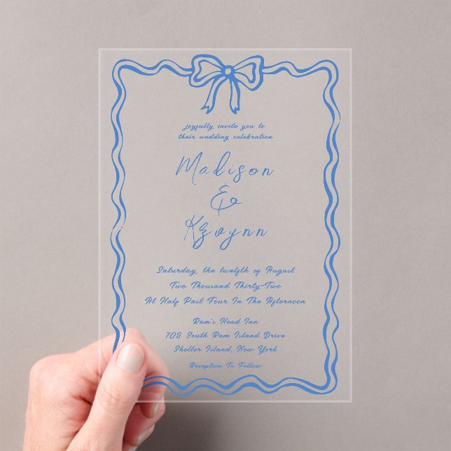 Whimsical Hand Drawn Doodles Wedding Acrylic Invitations (Insitu (Handheld))