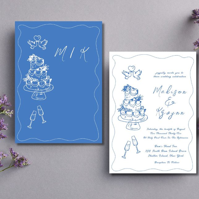 Whimsical Hand Drawn Doodles Wedding Invitation (Creator Uploaded)