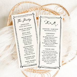 Whimsical Hand Drawn Doodles Wedding Program