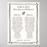 Whimsical Hand Drawn Doodles Wedding Seating Chart