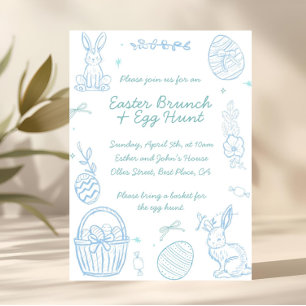 Whimsical Hand drawn Easter Brunch & Egg Hunt Invitation